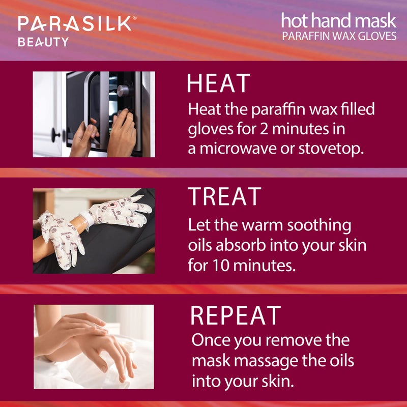Parasilk Beauty Hot Hand Maskâ€“ 1 Pair Self-Contained Paraffin Wax Gloves, Intensive Hydration. Infused with Vitamin E, Coconut, Argan, & Marula Oil - Image 3